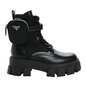 PRADA PRADA MONOLITH COMBAT BOOT BLACK 39