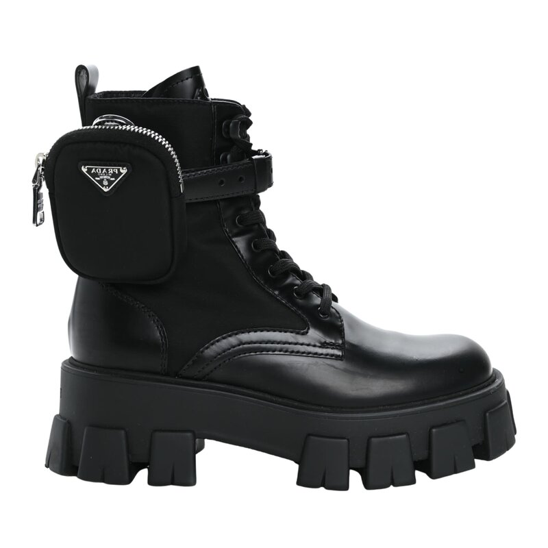 PRADA PRADA MONOLITH COMBAT BOOT BLACK 39