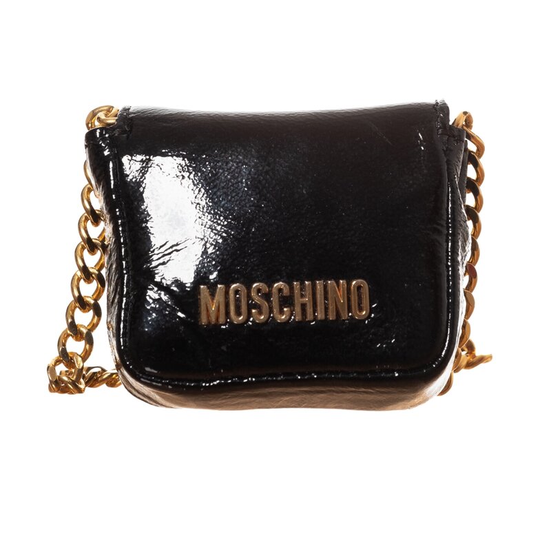 MOSCHINO MOSCHINO PATENT LEATHER NANO BANDOULIERE BAG