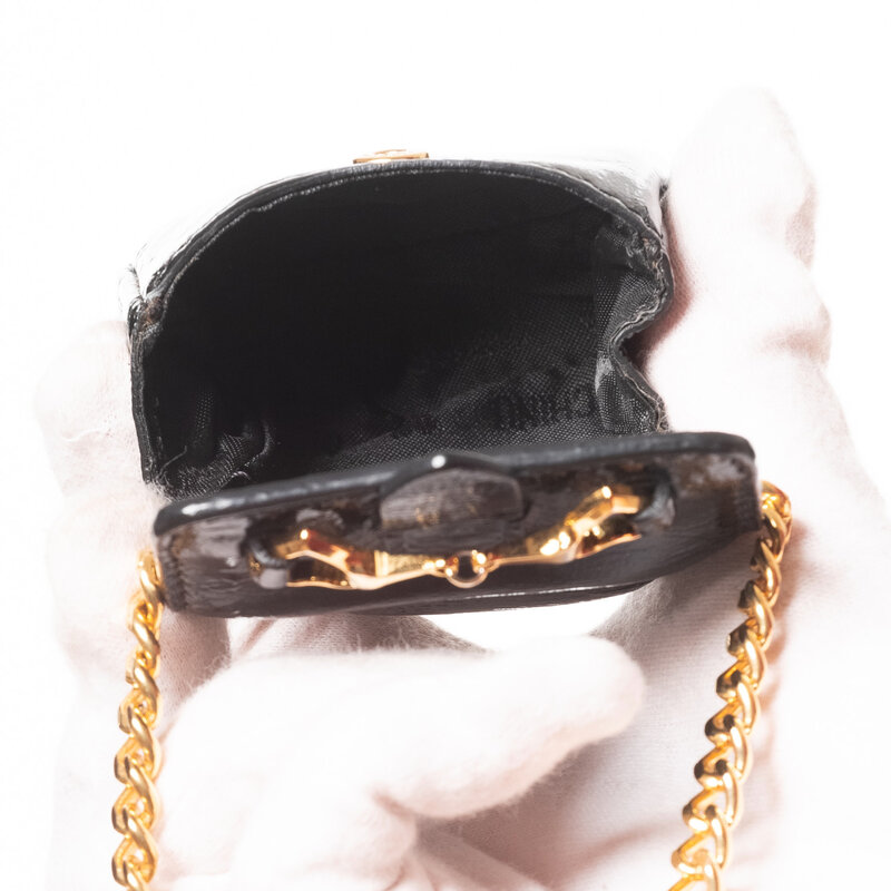MOSCHINO MOSCHINO PATENT LEATHER NANO BANDOULIERE BAG