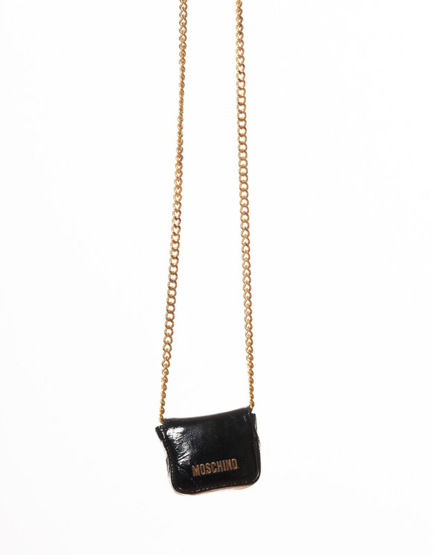 MOSCHINO MOSCHINO PATENT LEATHER NANO BANDOULIERE BAG