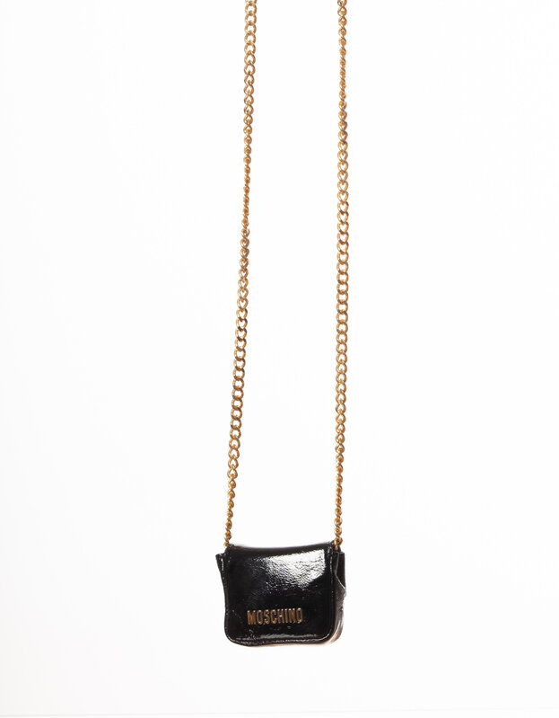 MOSCHINO MOSCHINO PATENT LEATHER NANO BANDOULIERE BAG