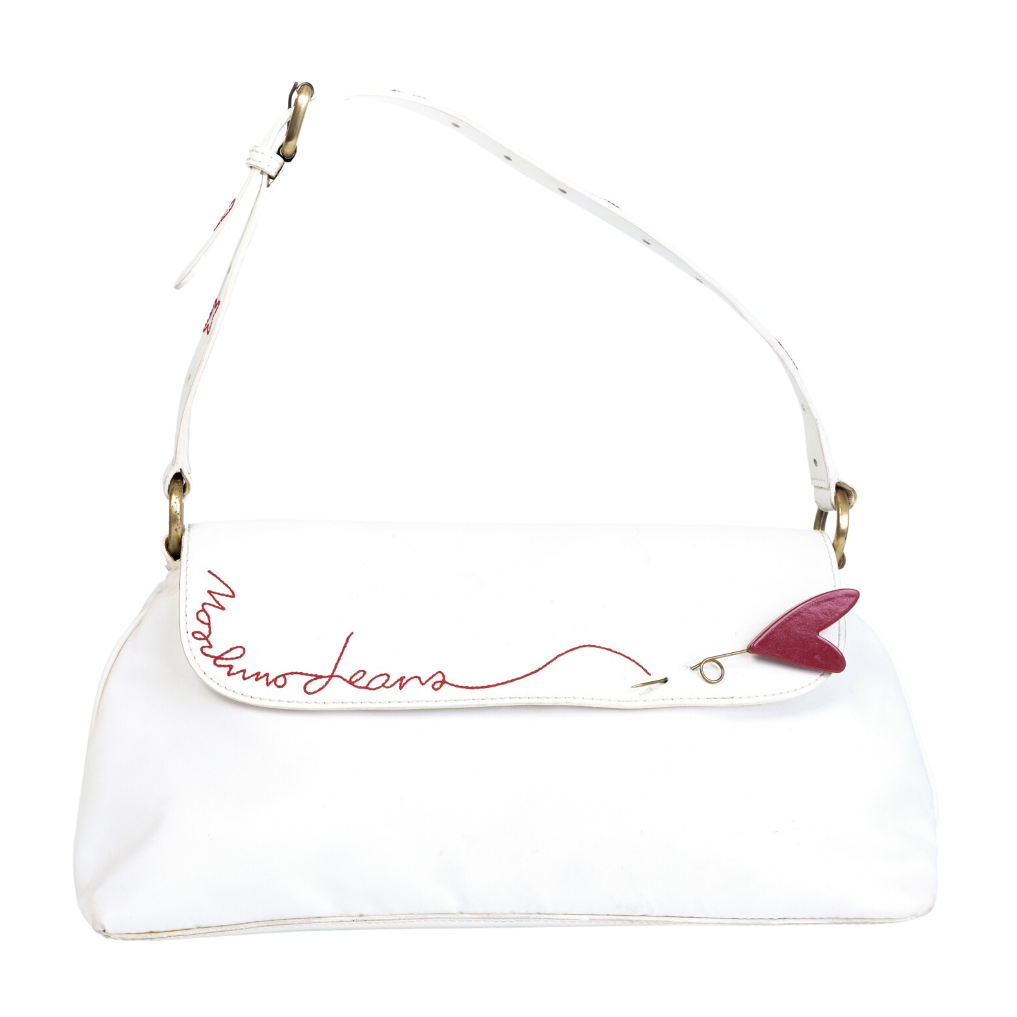 MOSCHINO JEANS WHITE NYLON SHOULDER BAG