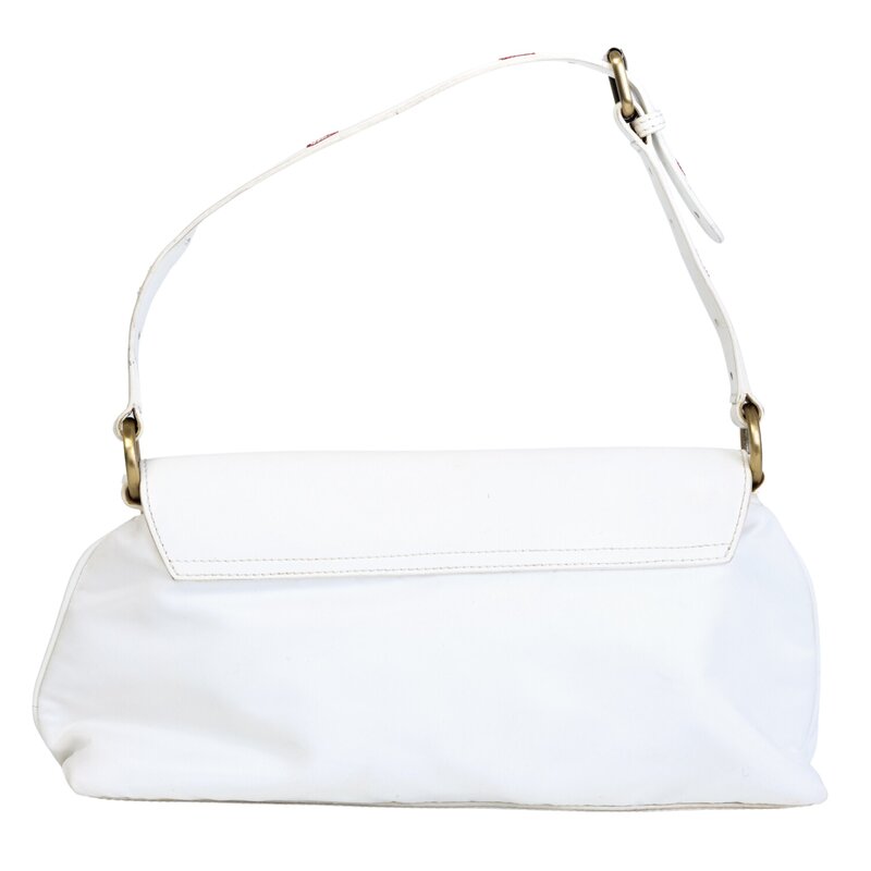 MOSCHINO JEANS WHITE NYLON SHOULDER BAG