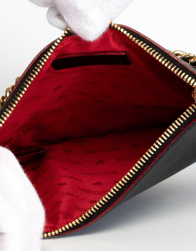 MOSCHINO MOSCHINO 30TH ANNIVERSARY BLACK LEATHER CLUTCH