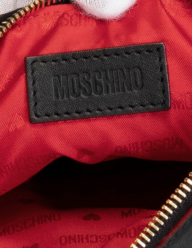 MOSCHINO 30TH ANNIVERSARY BLACK LEATHER CLUTCH