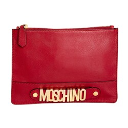MOSCHINO MOSCHINO 30TH ANNIVERSARY RED LEATHER CLUTCH