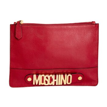 MOSCHINO MOSCHINO 30TH ANNIVERSARY RED LEATHER CLUTCH
