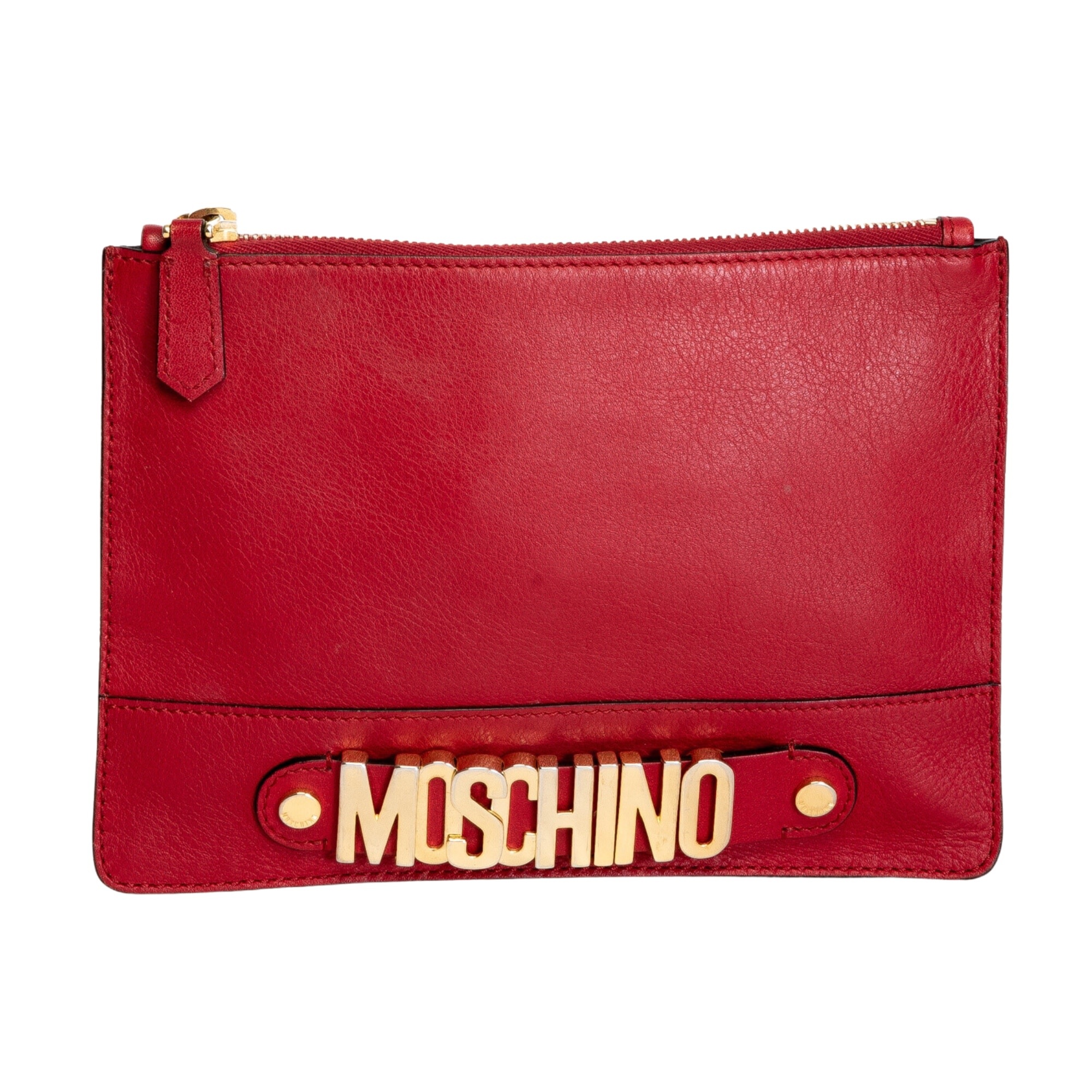 MOSCHINO 30TH ANNIVERSARY RED LEATHER CLUTCH