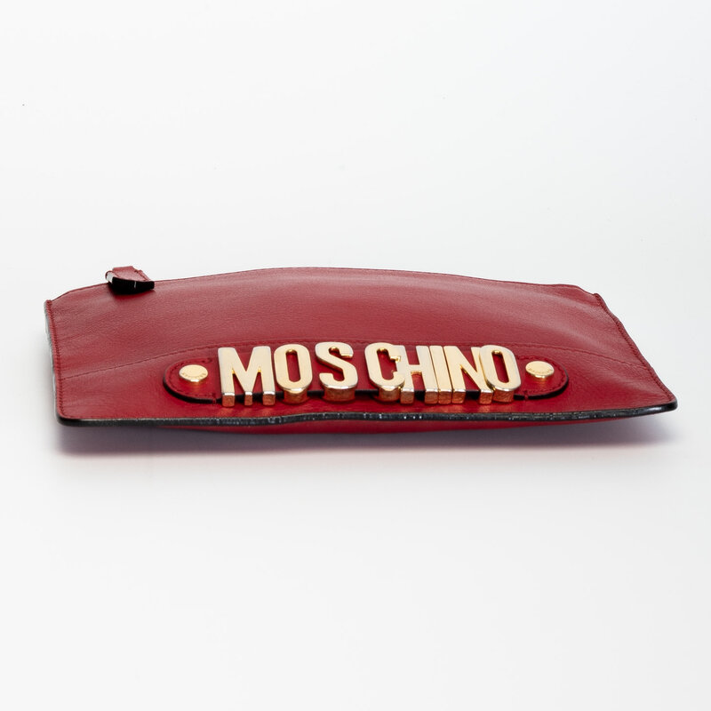 MOSCHINO 30TH ANNIVERSARY RED LEATHER CLUTCH