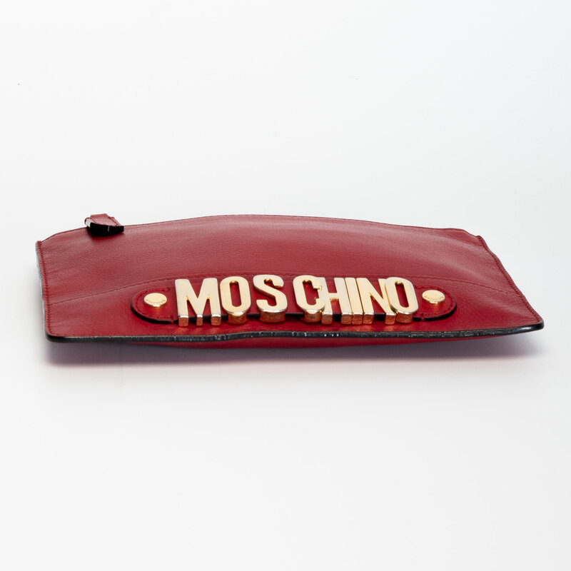MOSCHINO MOSCHINO 30TH ANNIVERSARY RED LEATHER CLUTCH