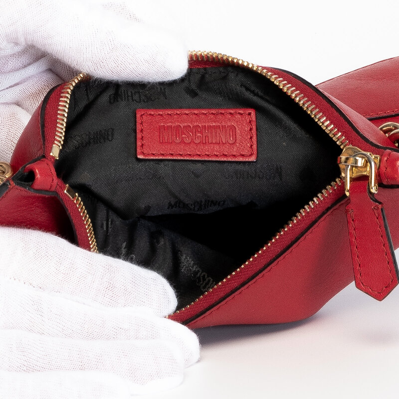 MOSCHINO MOSCHINO 30TH ANNIVERSARY RED LEATHER CLUTCH