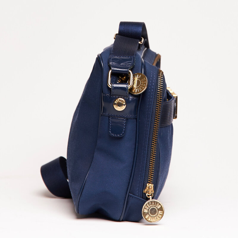 MOSCHINO MOSCHINO MONOGRAM NAVY BLUE CAMERA BAG