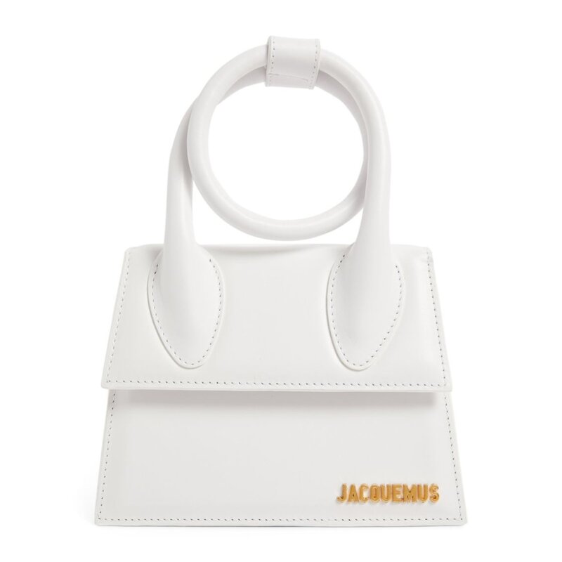 JACQUEMUS LE CHIQUITO NOEUD LEATHER TOTE BAG WHITE