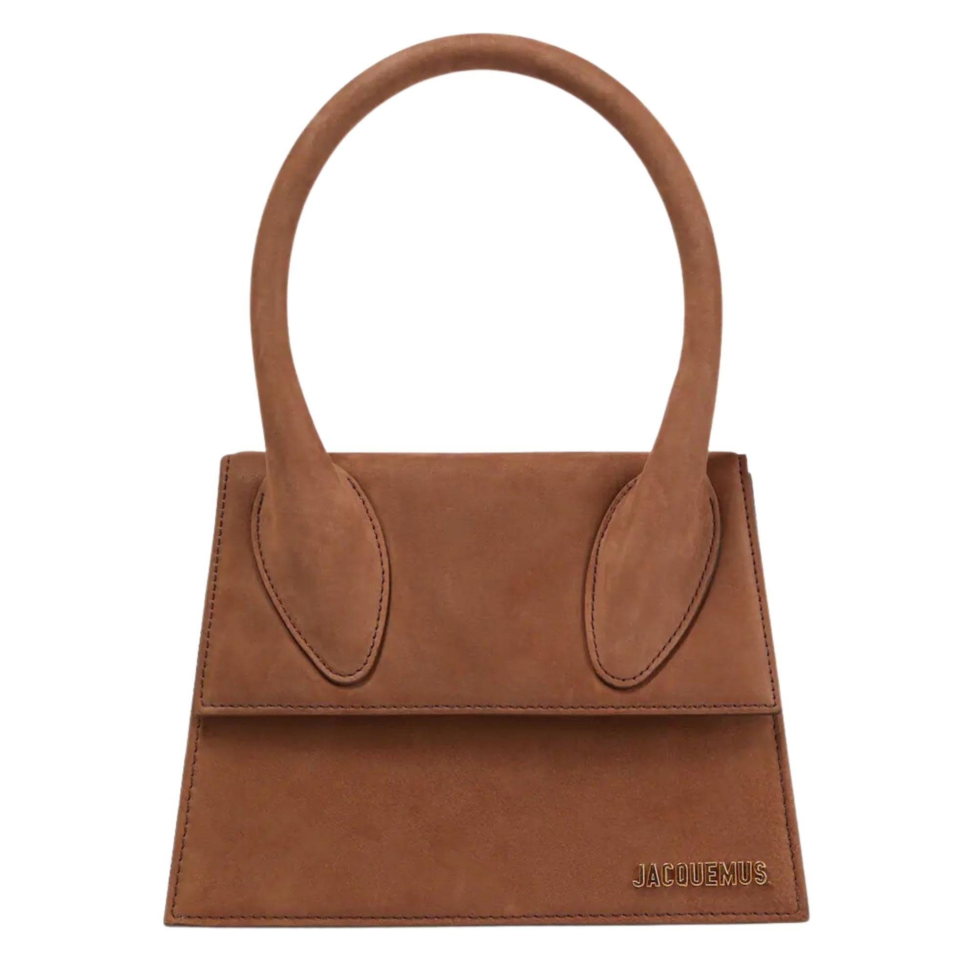 JACQUEMUS LE GRAND CHIQUITO DARK BROWN SUEDE TOP HANDLE BAG