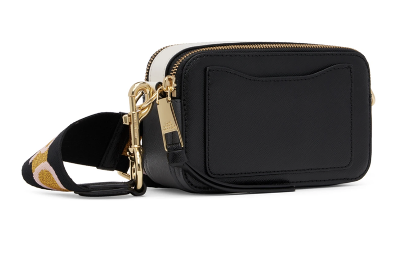 THE SNAPSHOT LEATHER BLACK CAMERA BAG W GOLD STRAP