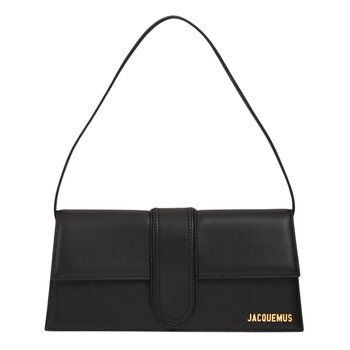 JACQUEMUS JACQUEMUS LE BAMBINO LONG BLACK LEATHER SHOULDER BAG