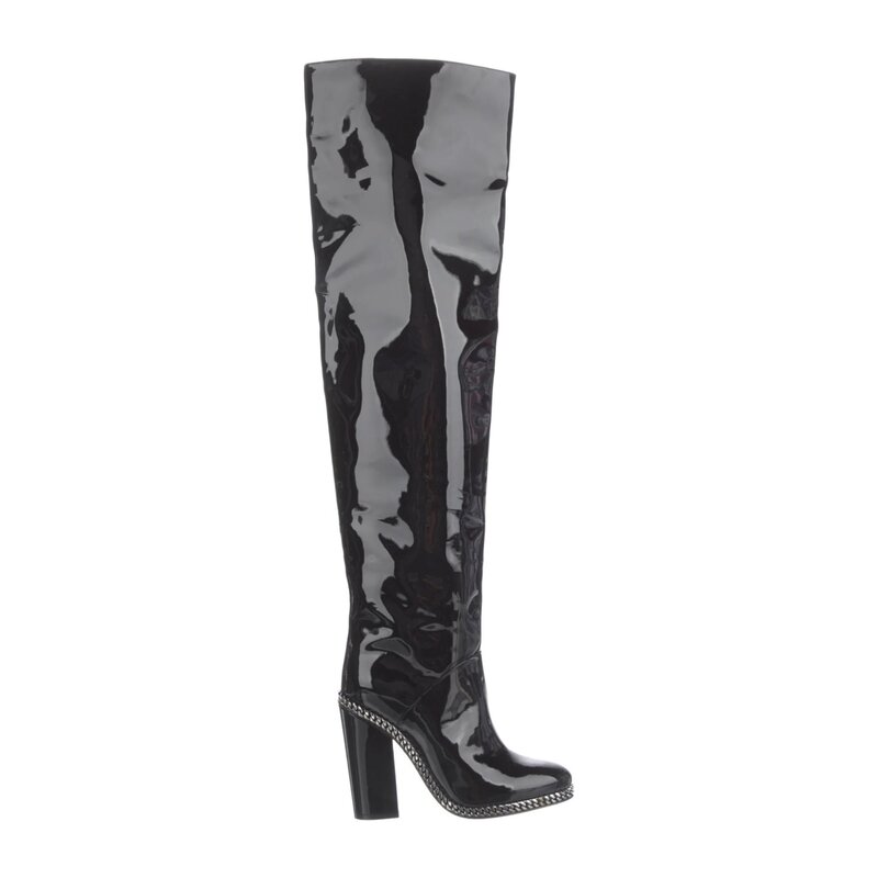 BALMAIN PATENT LEATHER EMMA OVER-THE-KNEE BOOTS (38.5 EU)