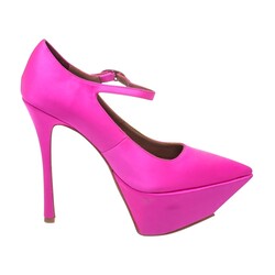 AMINA MUADDI AMINA MUADDI PINK SATIN PLATFORM HEELS (EU 39)