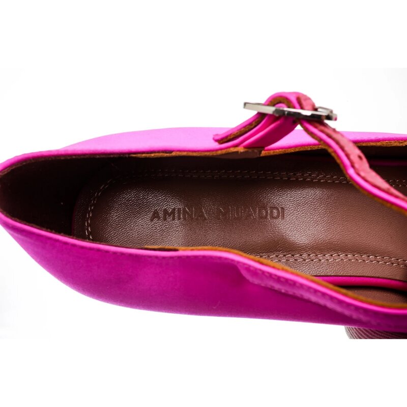 AMINA MUADDI ANGELICA PLATEAU PINK SATIN PLATFORM PUMPS (39 EU)