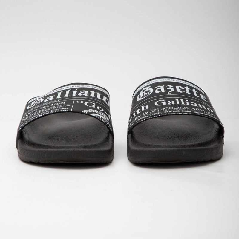 JOHN GALLIANO JOHN GALLIANO GAZETTE PRINT NEWSPAPER UNISEX POOL SLIDES SANDALS 41 EU 8 US