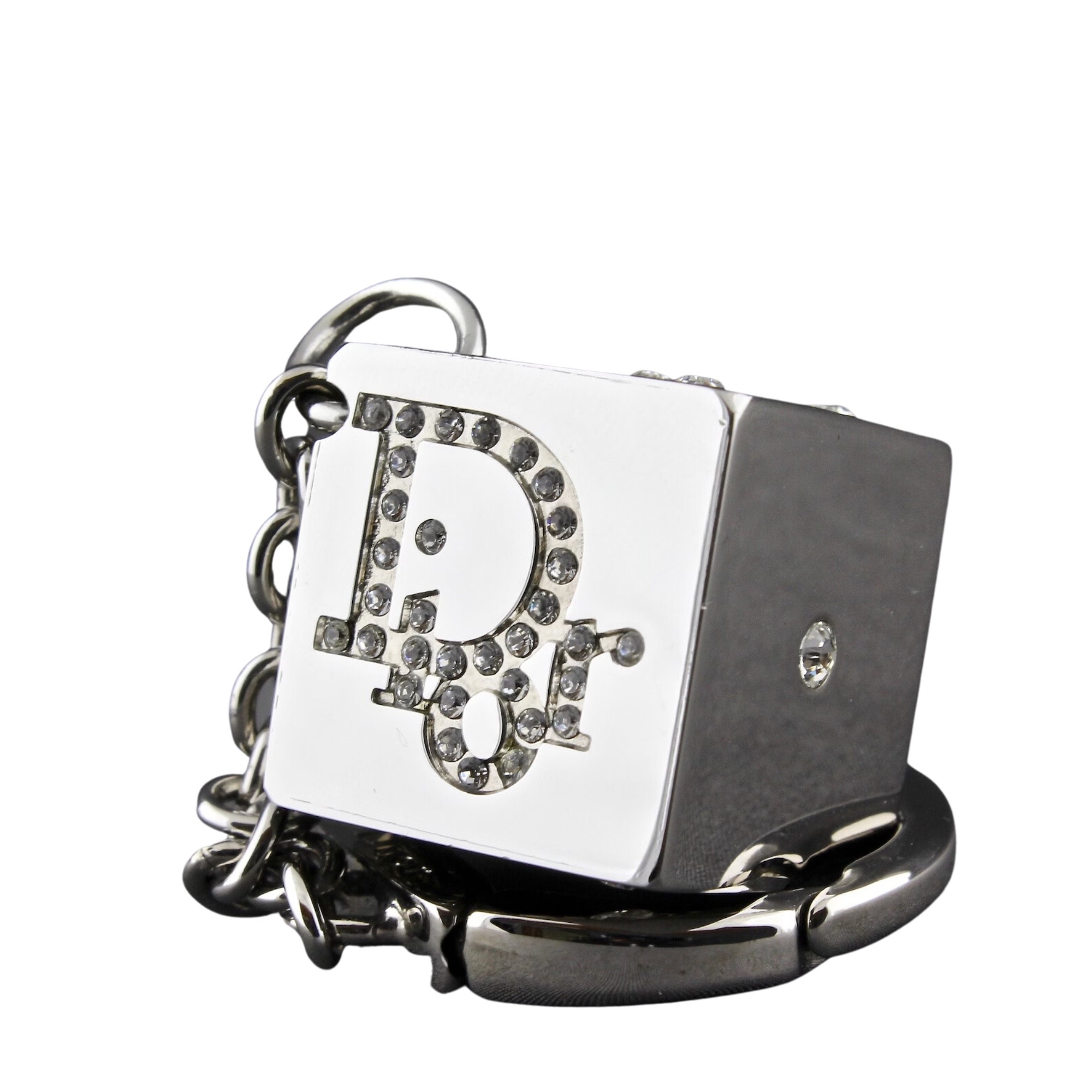 DIOR RHINESTONE GAMBLER DICE KEYRING KEYCHAIN - CRTBLNCHSHP