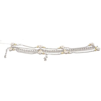 CHRISTIAN DIOR DIOR VINTAGE SILVER CRYSTAL FLOWER 5 ROW CHOKER NECKLACE