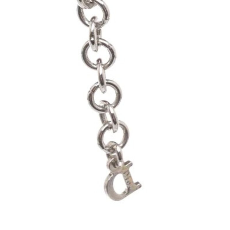 CHRISTIAN DIOR DIOR VINTAGE SILVER CRYSTAL FLOWER 5 ROW CHOKER NECKLACE