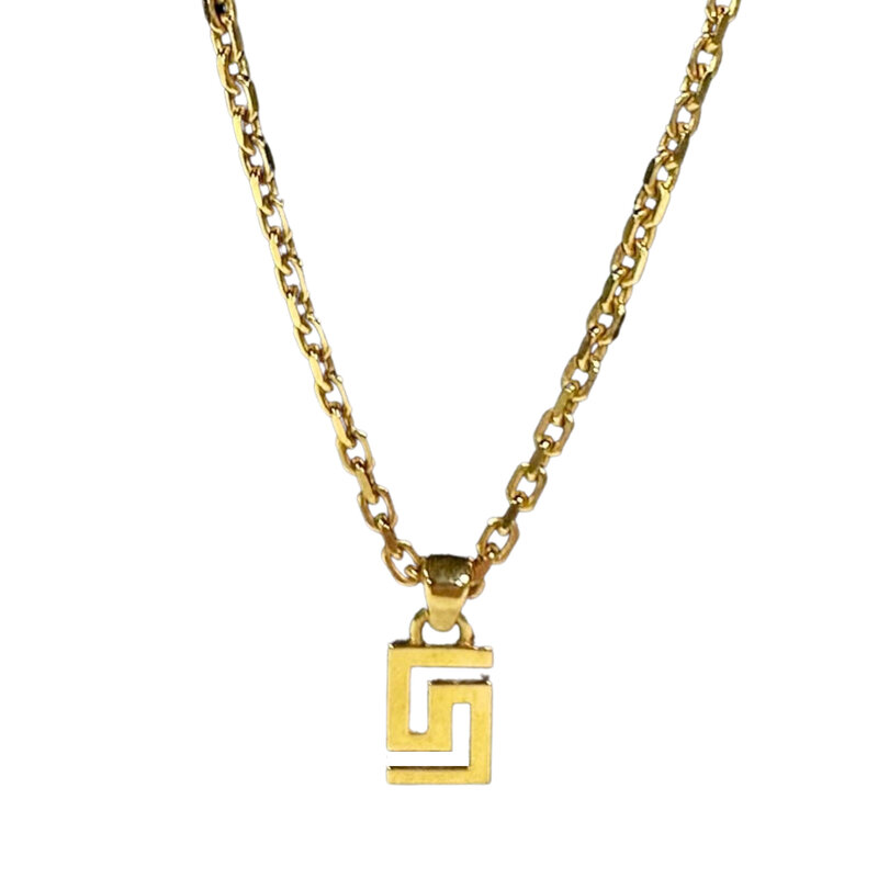 VERSACE GRECA LOGO GOLD CHAIN NECKLACE