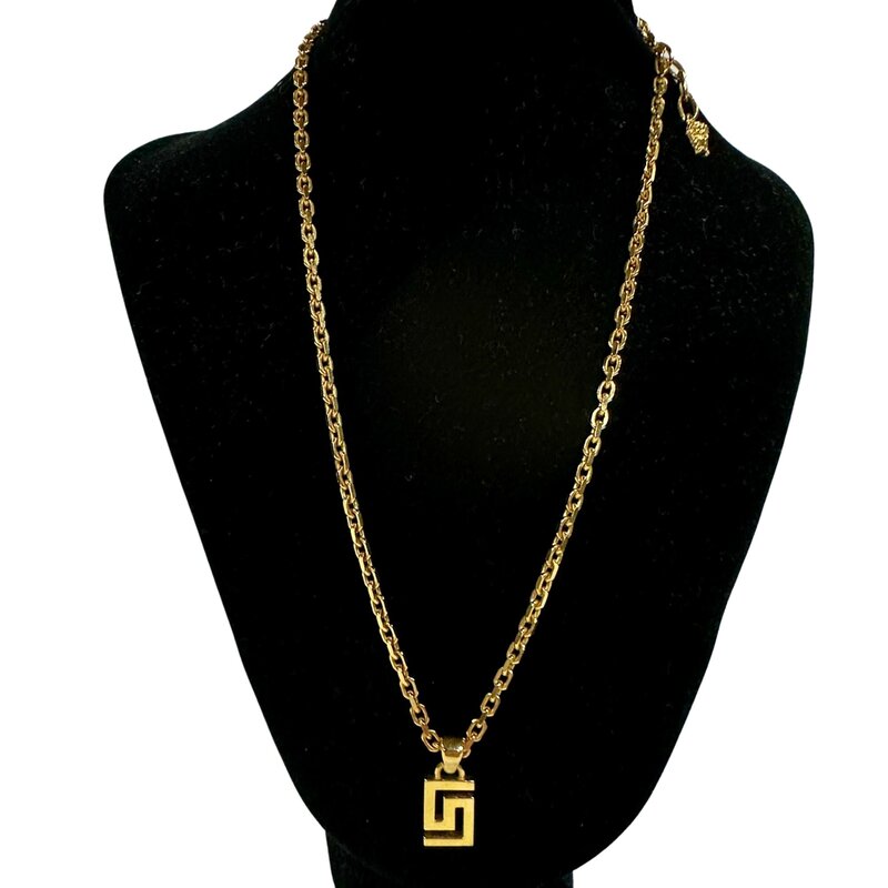 VERSACE GRECA LOGO GOLD CHAIN NECKLACE