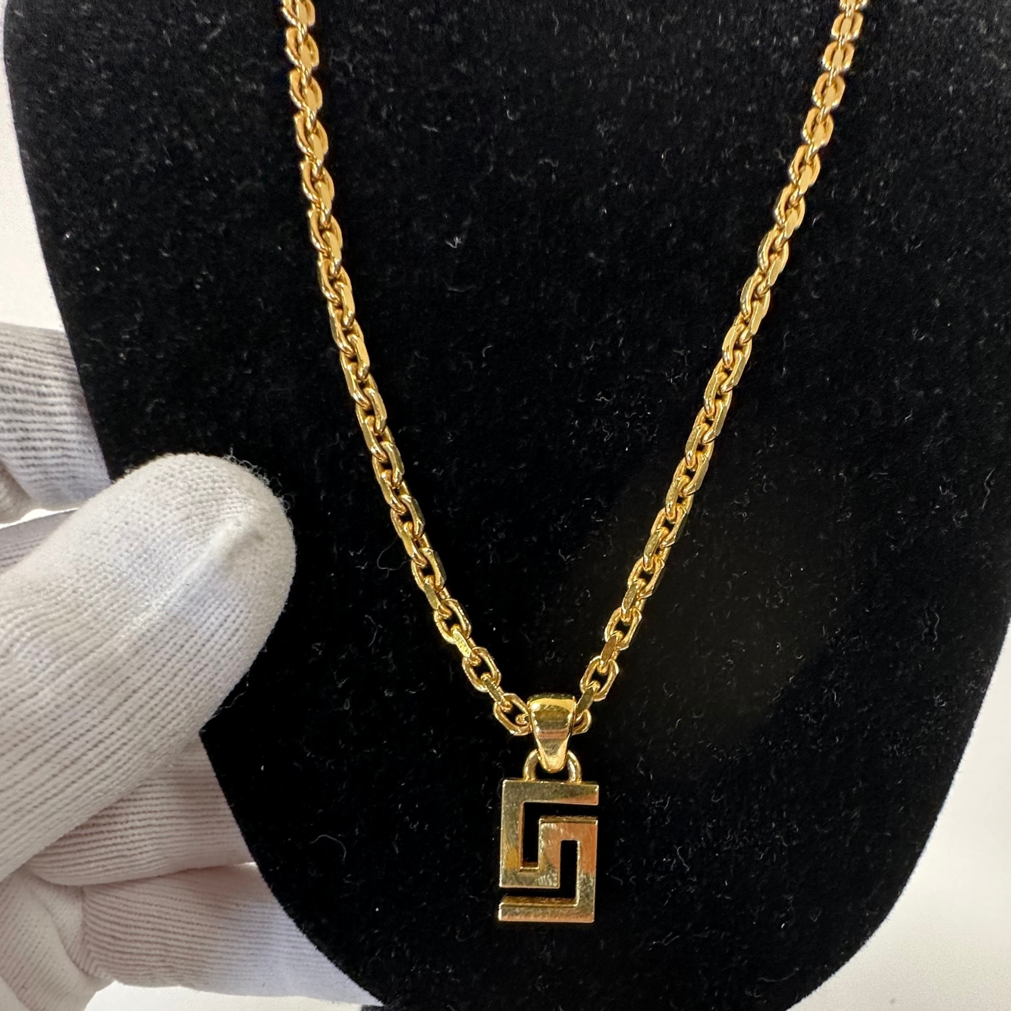 Versace Gold Greca Quilting Necklace