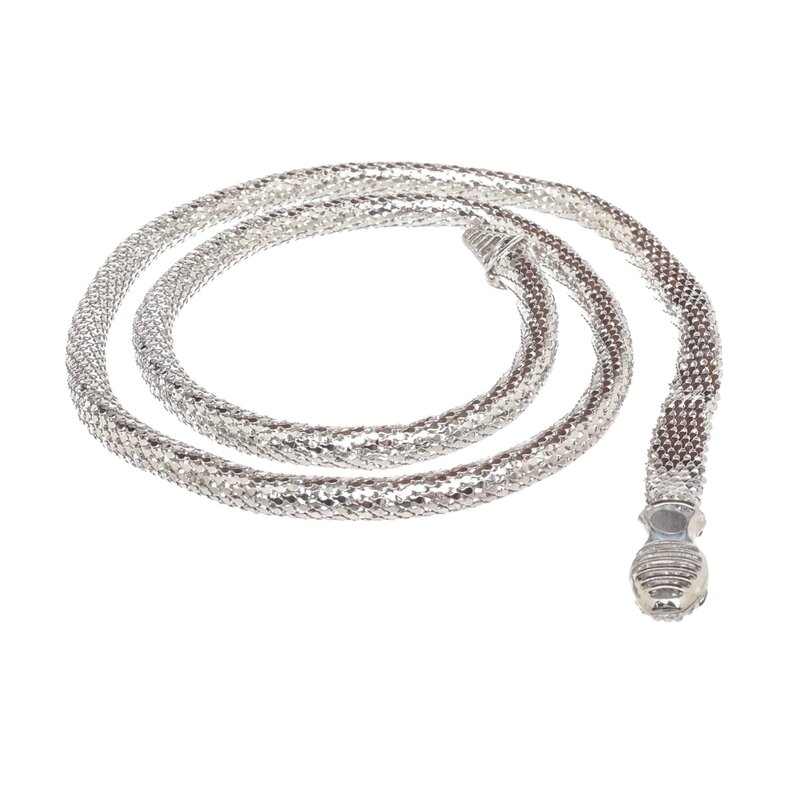 KENNETH JAY LANE KENNETH J LANE SILVER SNAKE NECKLACE GREEN EYES