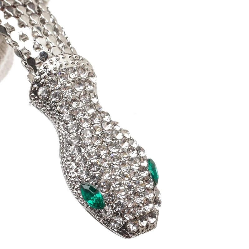 KENNETH JAY LANE KENNETH J LANE SILVER SNAKE NECKLACE GREEN EYES