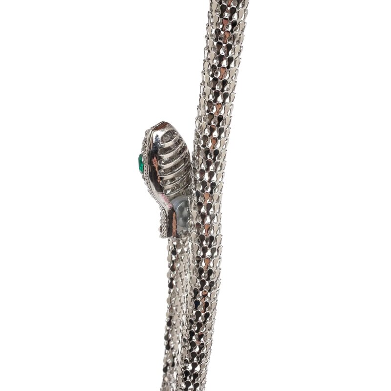 KENNETH JAY LANE KENNETH J LANE SILVER SNAKE NECKLACE GREEN EYES
