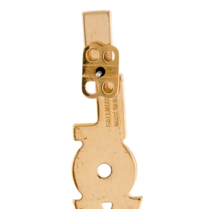 BALENCIAGA BALENCIAGA MISMATCHED GOLD LOGO I LOVE PARIS DROP EARRINGS