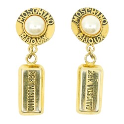 MOSCHINO MOSCHINO VINTAGE CHUNKY GOLD BRICK PEARL EARRINGS]