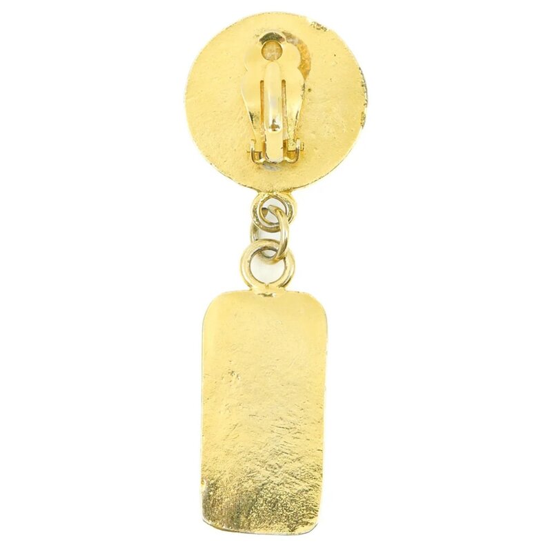 MOSCHINO MOSCHINO VINTAGE CHUNKY GOLD BRICK PEARL EARRINGS]
