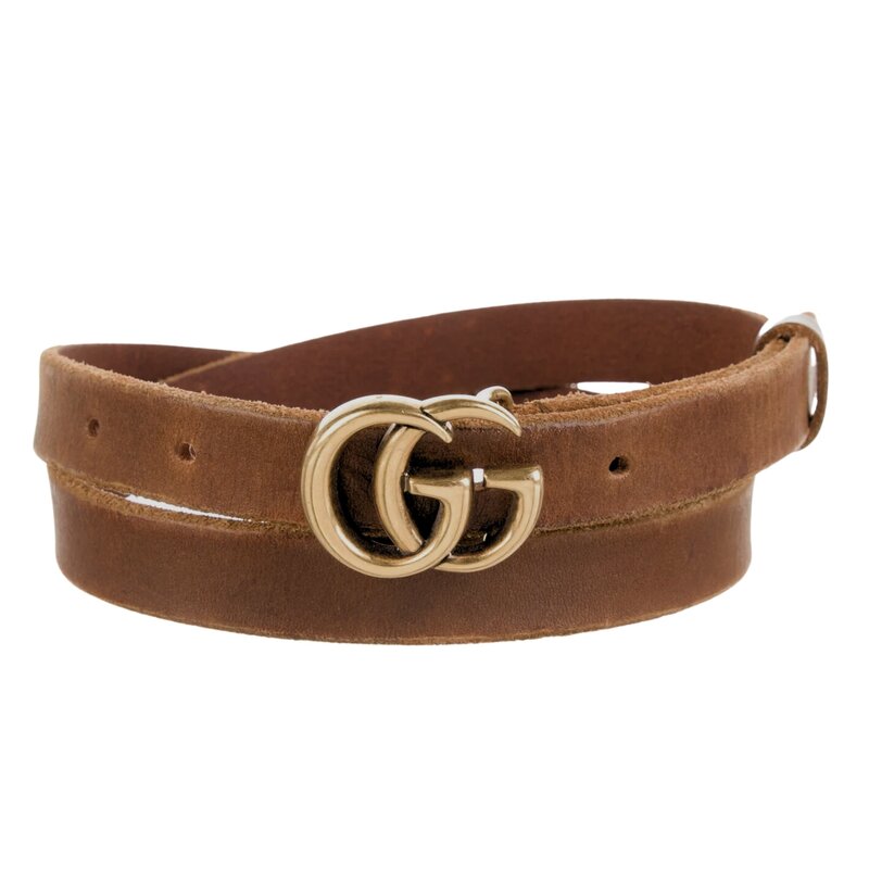 GUCCI GG MARMONT FADED ANTIQUED BROWN THIN BELT (100/40)