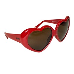 MOSCHINO MOSCHINO RETRO RED LOVE HEART SHAPED SUNGLASSES (MO585-01S)
