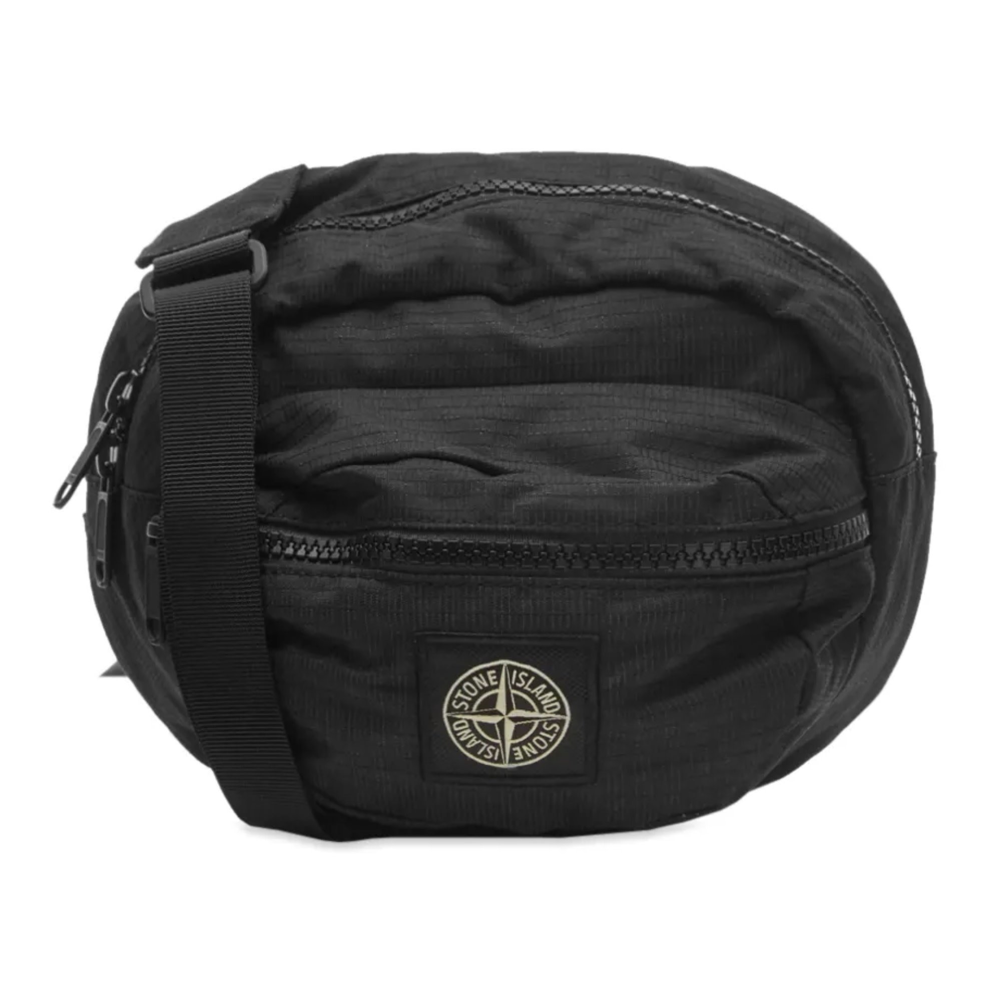 STONE ISLAND BLACK LOGO RIPSTOP BUMBAG / BELT BELT