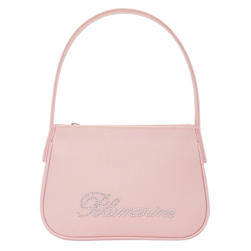 BLUMARINE BLUMARINE PINK NYLON RHINESTONE LOGO SHOULDER BAG