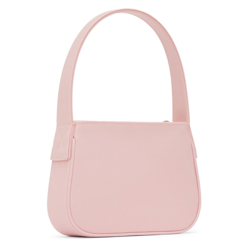 BLUMARINE BLUMARINE PINK NYLON RHINESTONE LOGO SHOULDER BAG