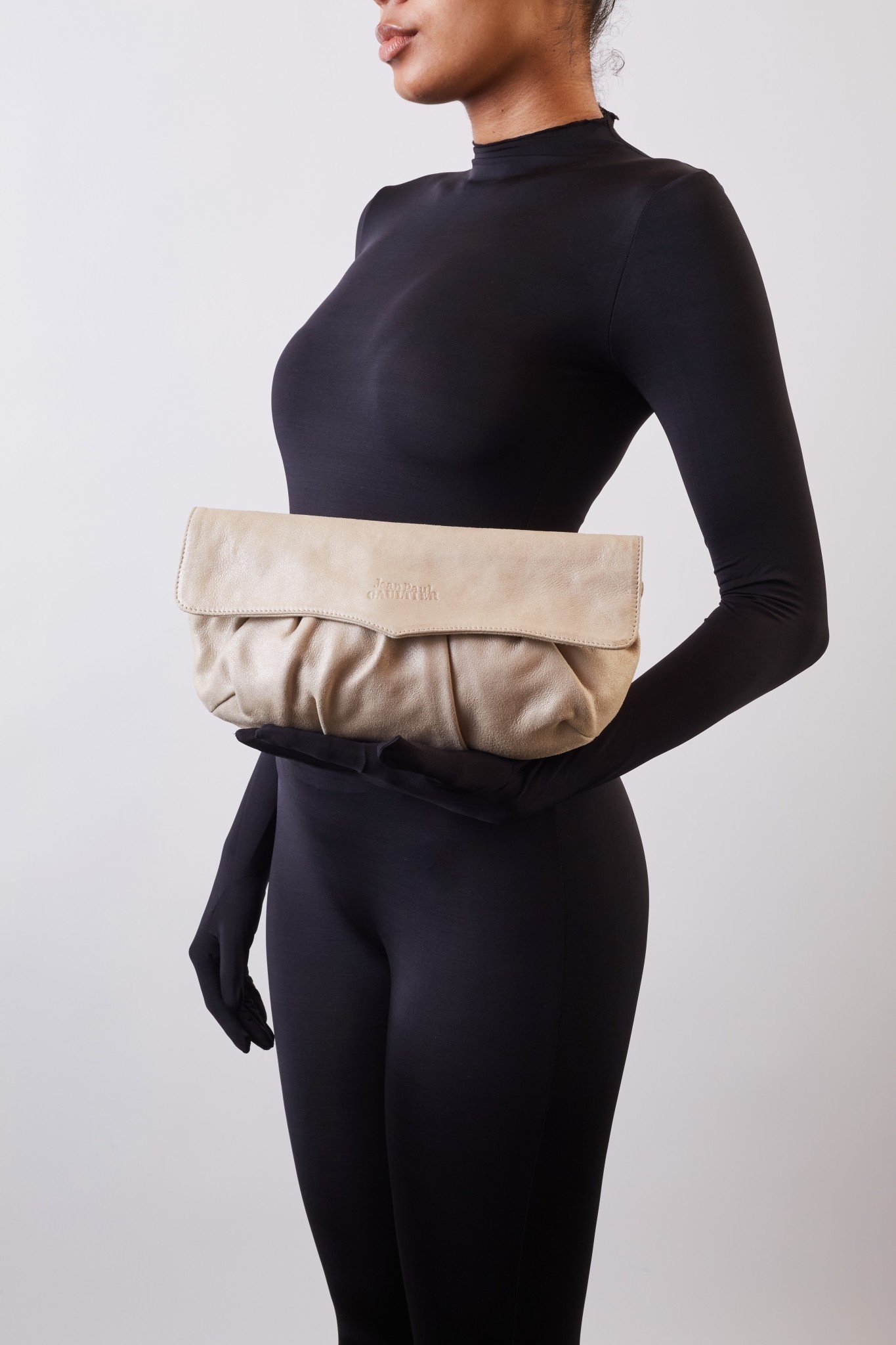 JEAN PAUL GAULTIER VINTAGE LEATHER CREAM CLUTCH - CRTBLNCHSHP