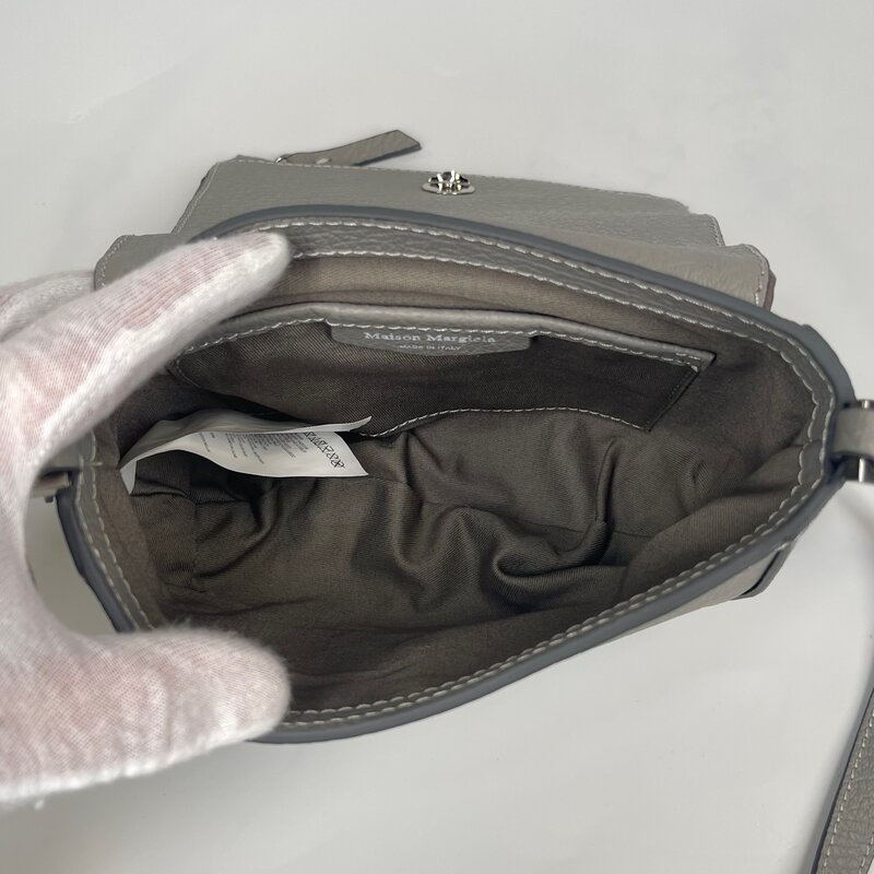 MAISON MARGIELA NYLON ZIP FLAP GREY LEATHER CROSSBODY - CRTBLNCHSHP