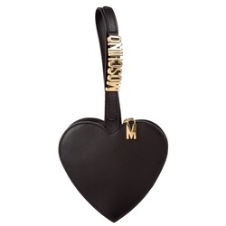 MOSCHINO MOSCHINO BLACK HEART WRISTLET MINI BAG