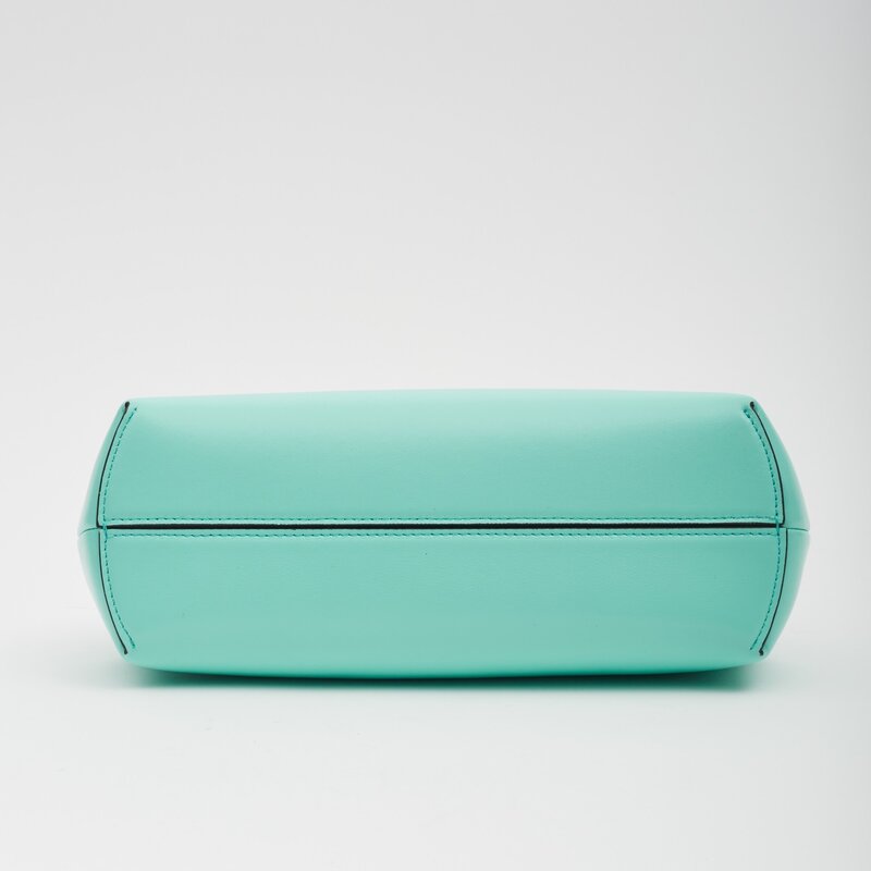 FENDI FENDI FIRST LAMBSKIN TURQUOISE LOGO DETAILED CLUTCH BAG