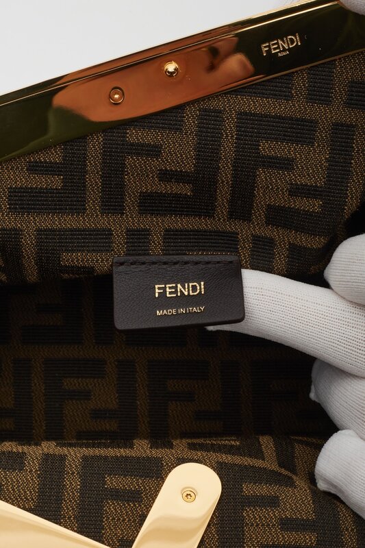 FENDI FENDI FIRST LAMBSKIN TURQUOISE LOGO DETAILED CLUTCH BAG