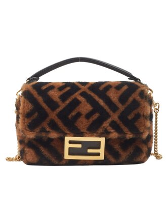 Fendi - Tobacco Sheepskin Logo Embossed Baguette