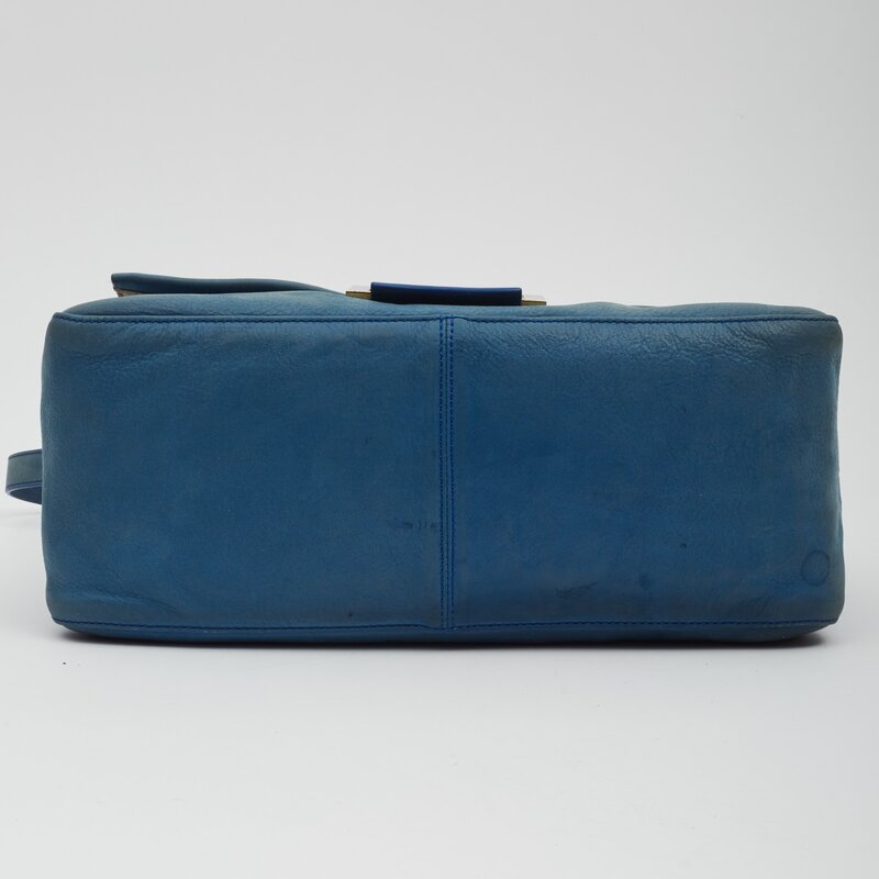 FENDI CALFSKIN BLUE BIG FOREVER MAMA BAGUETTE (8BR638)