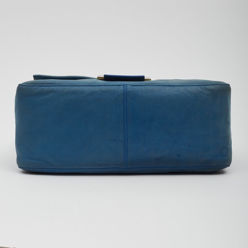 FENDI CALFSKIN BLUE BIG FOREVER MAMA BAGUETTE (8BR638)